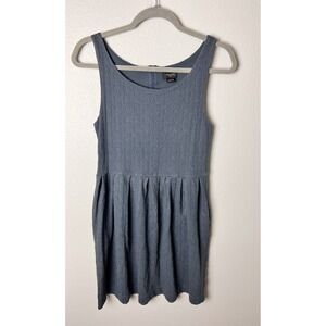 Deletta Anthropologie Women's Blue Gray Jacquard Sleeveless Skater Dress Small